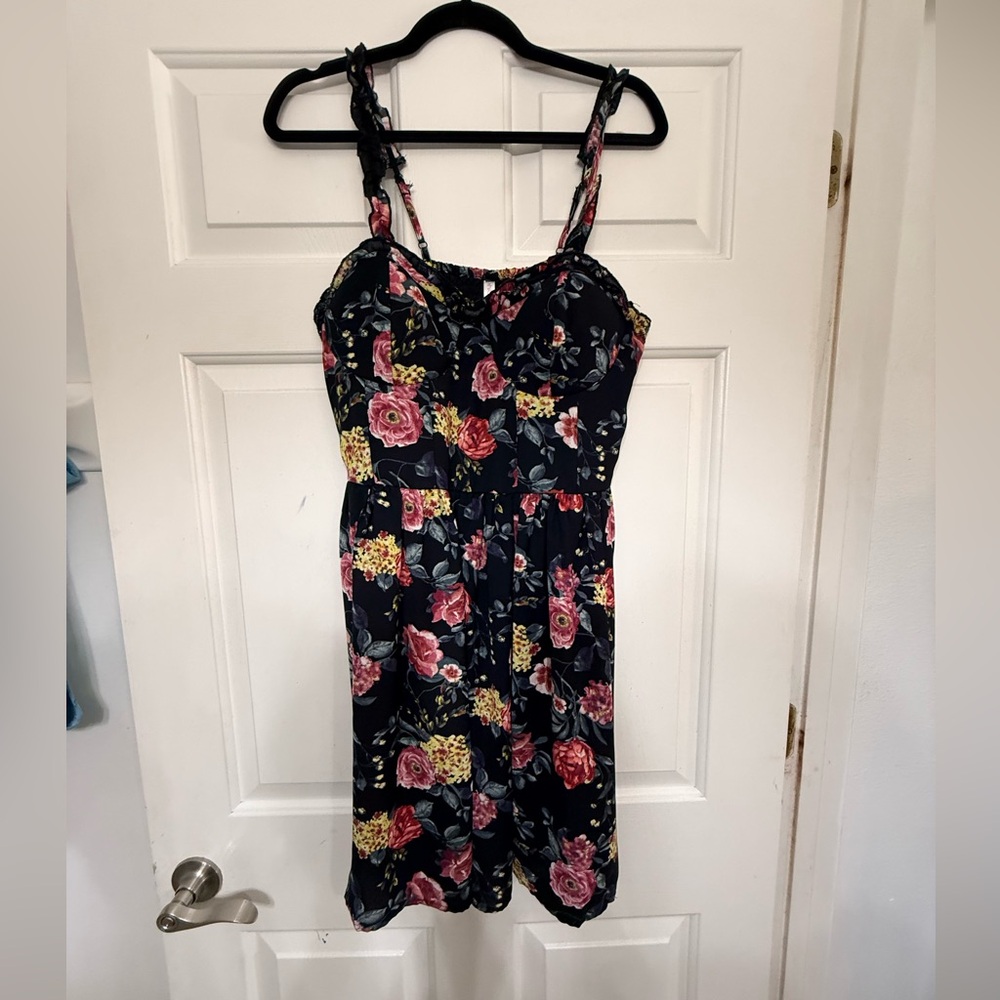 Xhilaration Black Floral Mini Dress